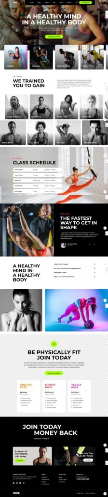 Mẫu website dịch vụ – gym vive home 7