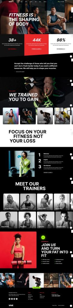 Mẫu website dịch vụ – gym vive home 8