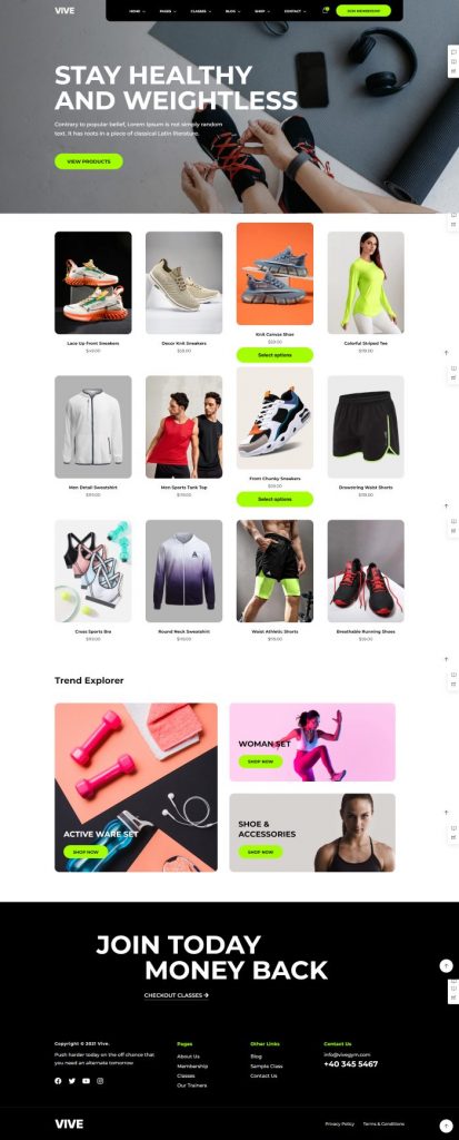 Mẫu website dịch vụ – gym vive home 9