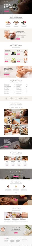 Mẫu website dịch vụ spa – spamagic home 1