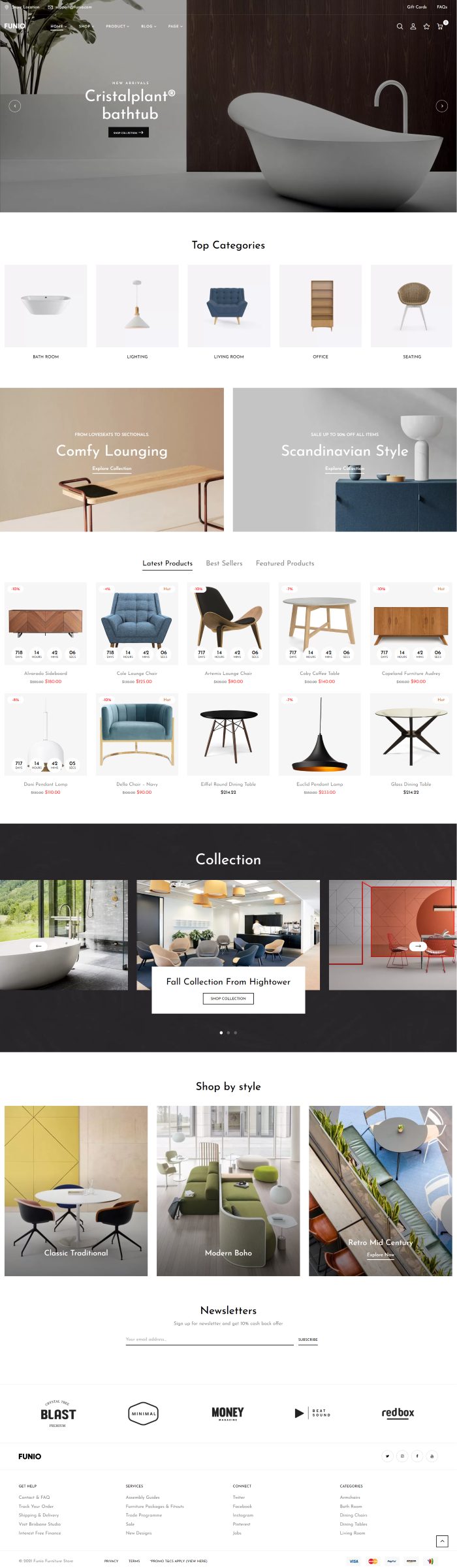 Mẫu website thiết kế nội thất - funio home 1