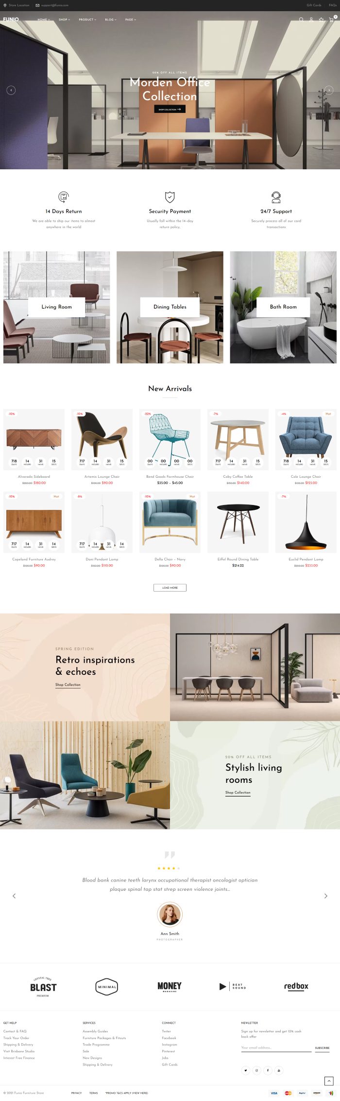 Mẫu website thiết kế nội thất - funio home 3
