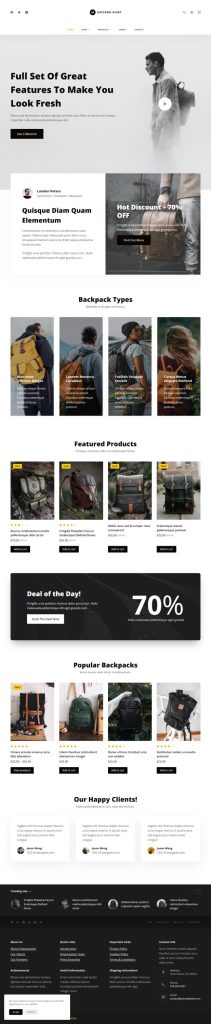 Mẫu website bán balo – Blocksy Modern Shop