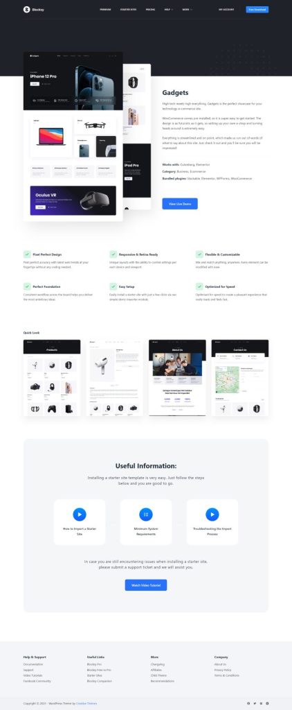 Mẫu website bán hàng công nghệ – badgets blocksy