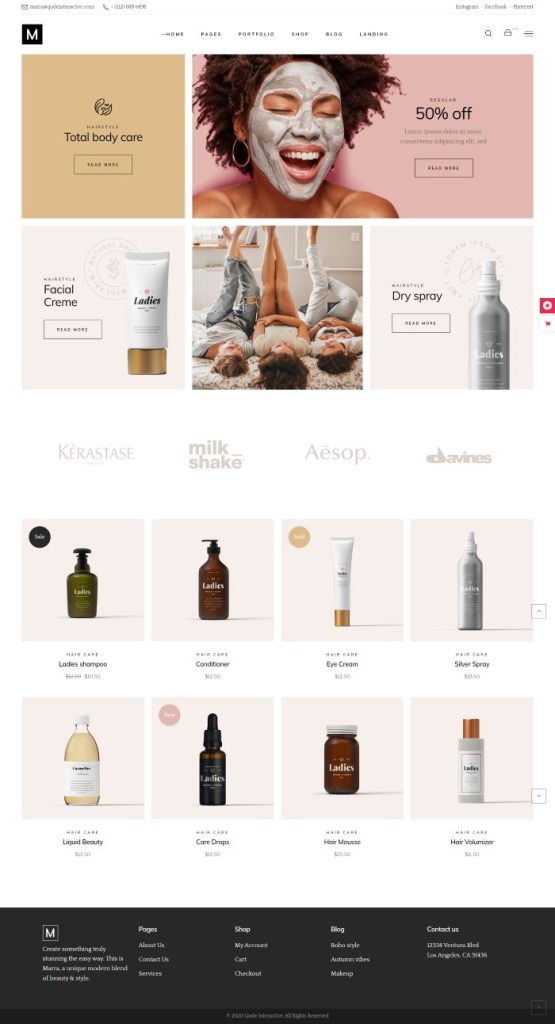 Cosmetics Store Website Template – marra home 2