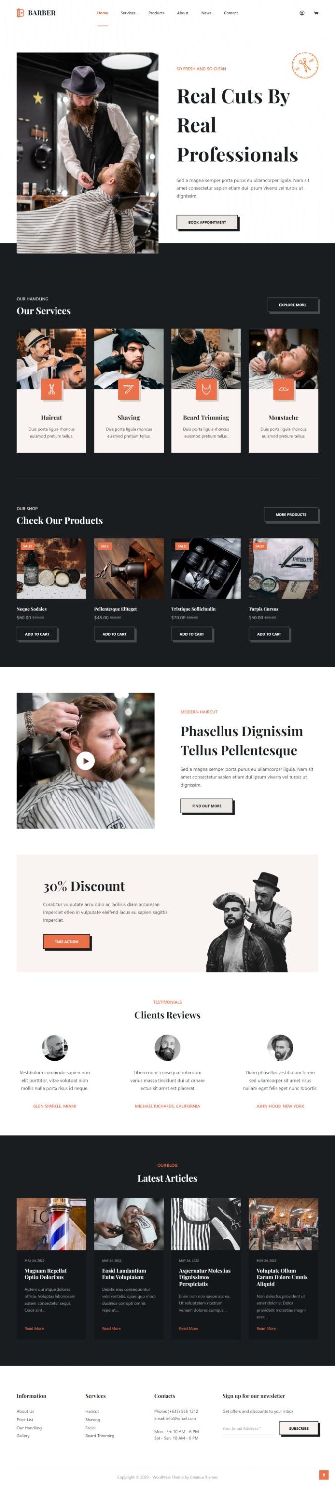 Mẫu website Hair Salon - Blocksy Barber