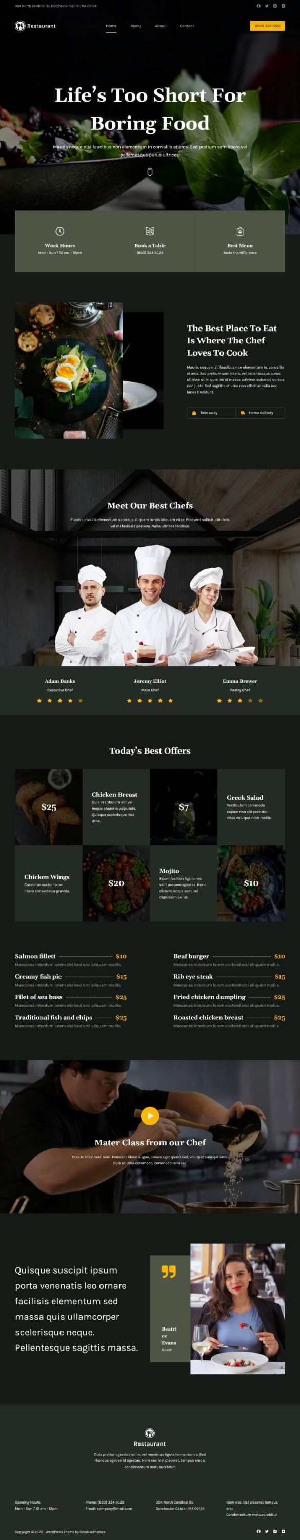 Mẫu website nhà hàng - Blocksy Restaurant