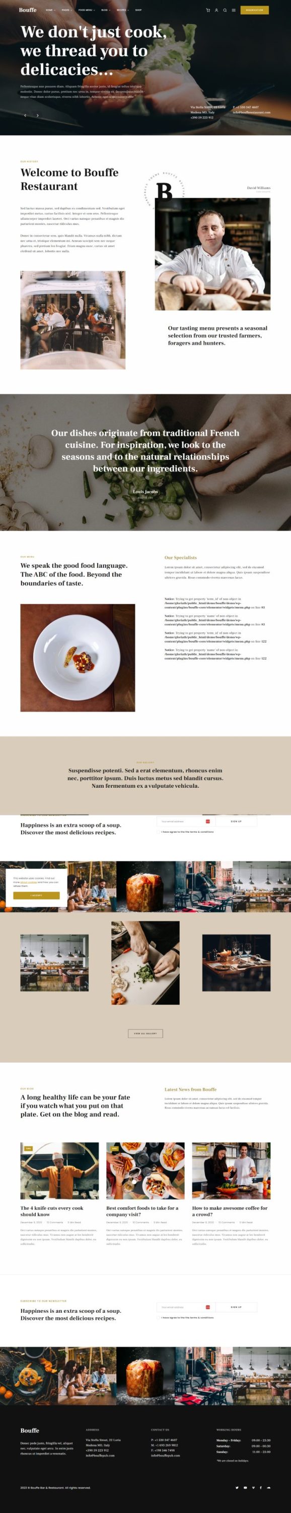 Mẫu website nhà hàng - bouffe home 2
