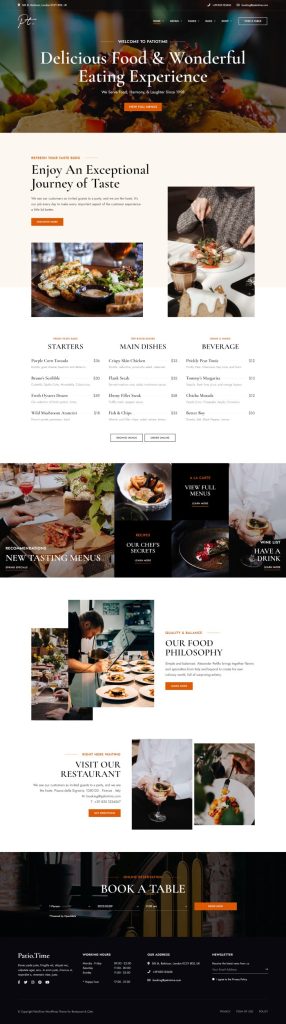 Mẫu website nhà hàng – patiotime home 1