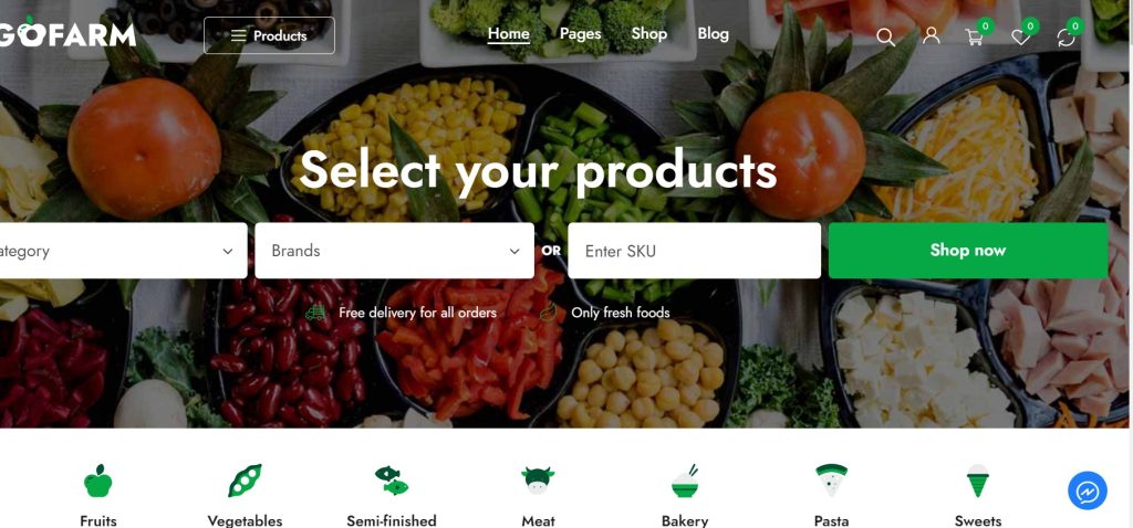 Giao diện website bán hàng thực phẩm