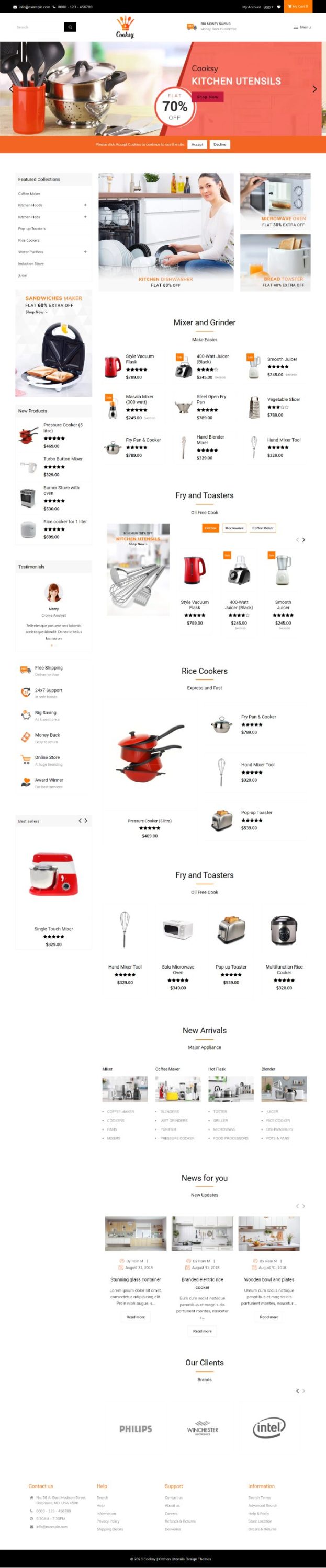 Mẫu website bán hàng điện tử gia dụng - Appliances store
