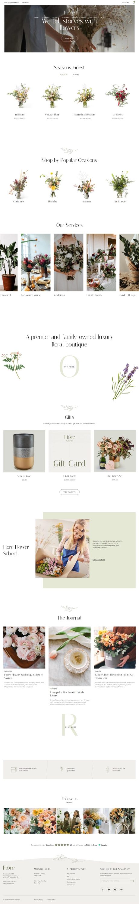 Mẫu website bán hoa - Fiore Flower Shop home 2