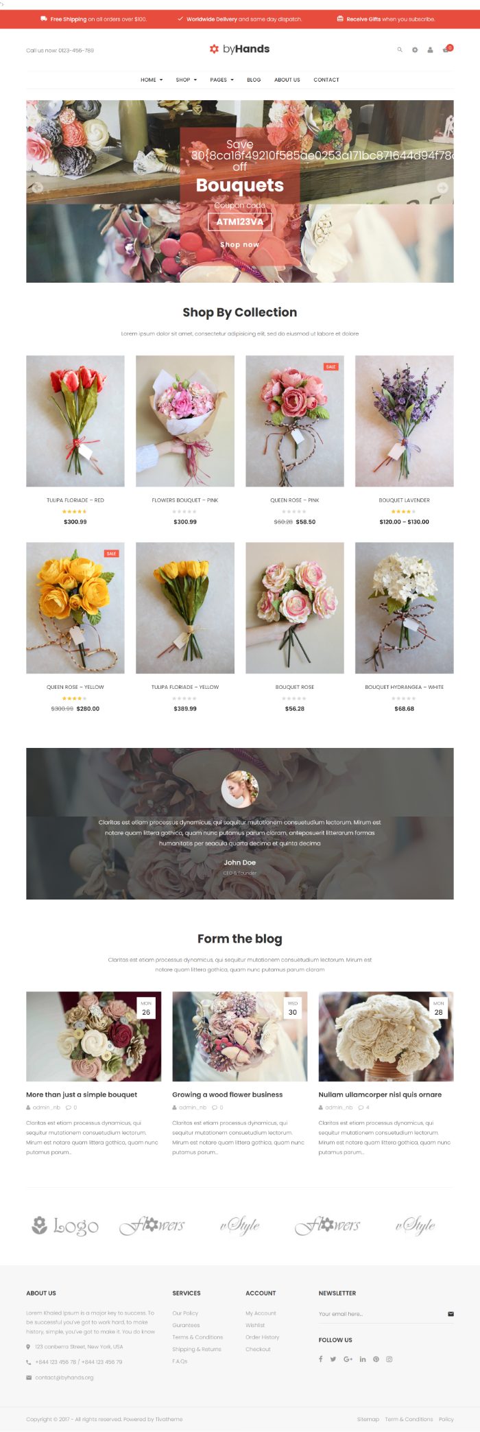 Mẫu website bán hoa - ByHands flower home 2