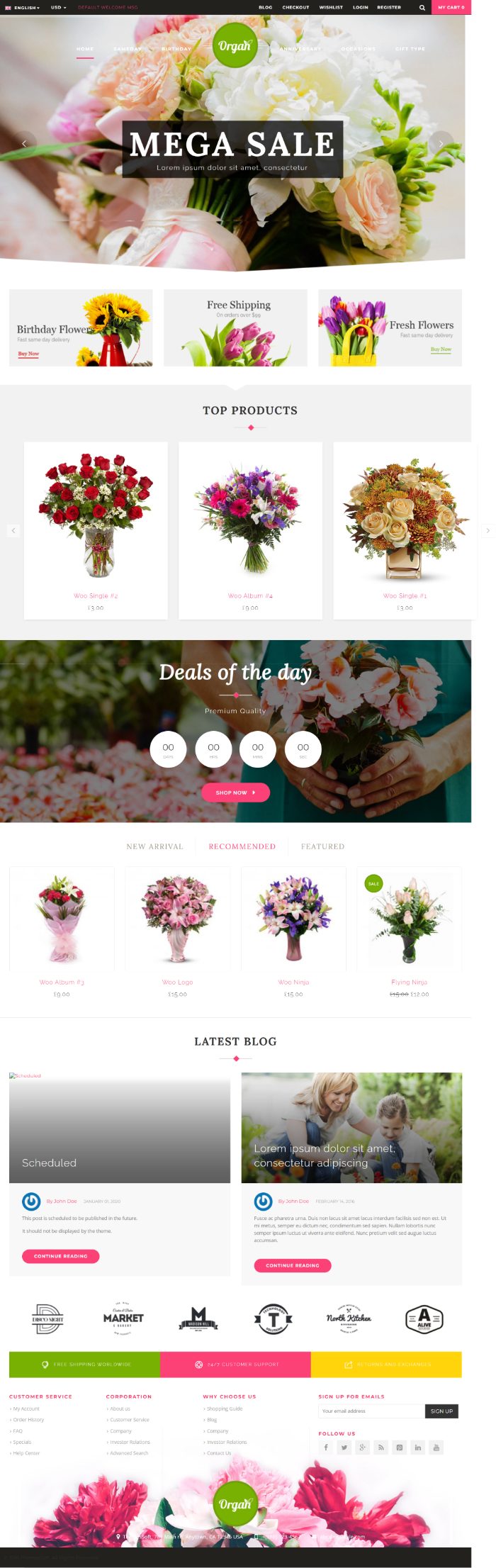 Mẫu website bán hoa - Organ flower shop home 2