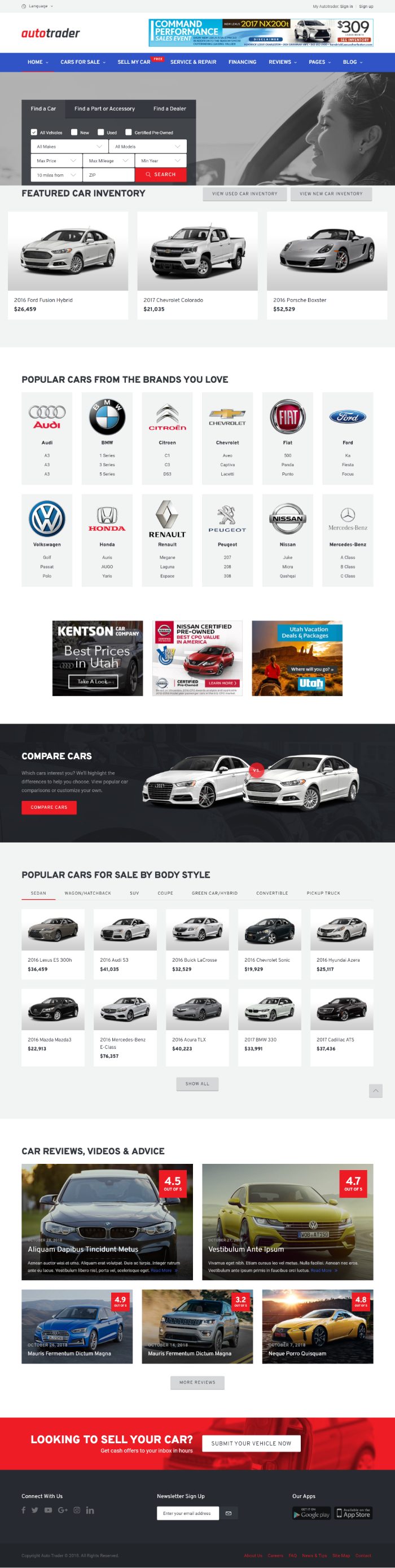 Mẫu website dịch vụ cho thuê xe - Autotrader
