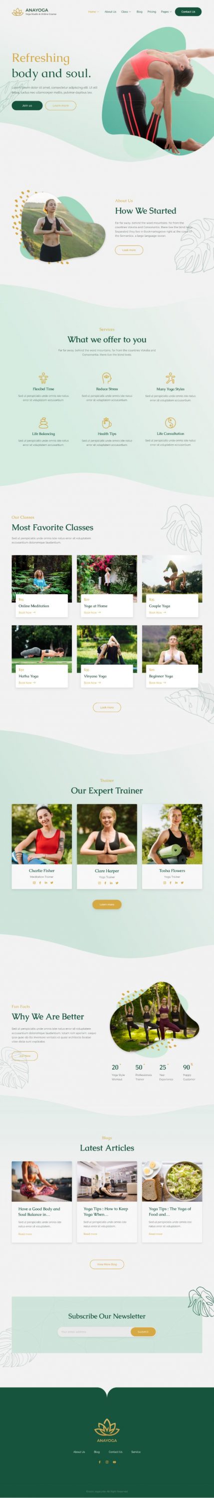 Mẫu website dịch vụ trung tâm yoga - Anayoga