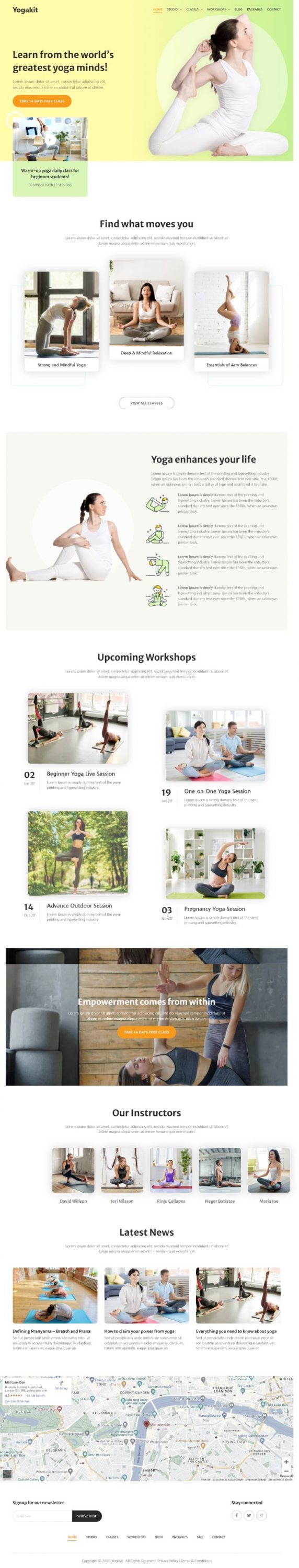 Mẫu website dịch vụ trung tâm yoga - Yogakit