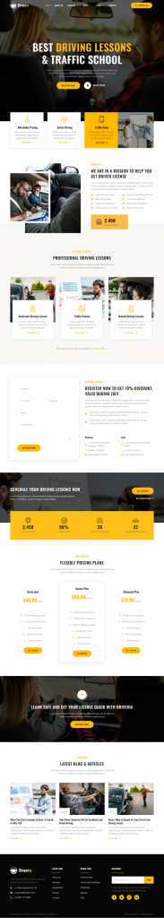 Mẫu website giới thiệu trung tâm đào tạo lái xe – Driveria