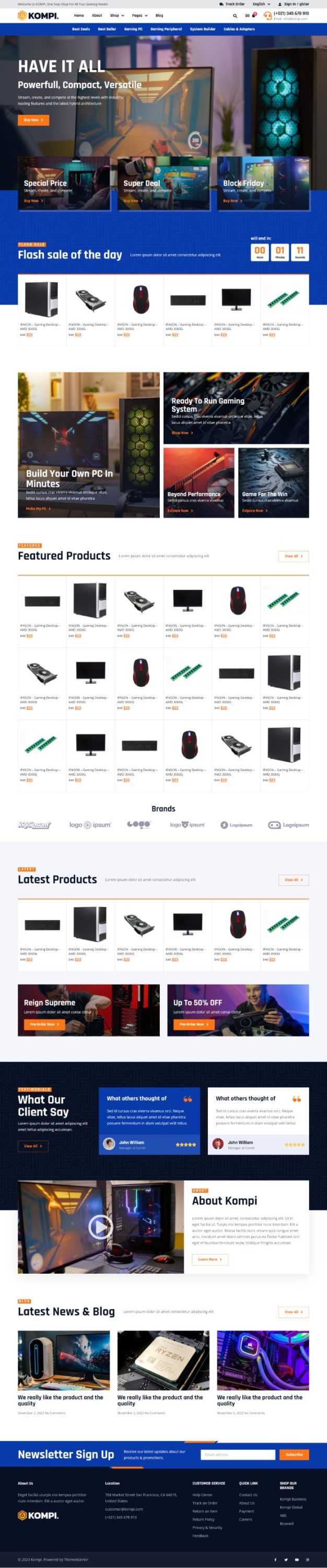 Mẫu website thương mại điện tử - Kompi teamplate kit