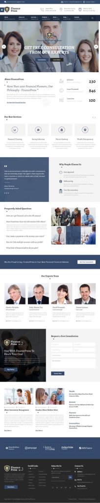 Mẫu website dịch vụ tài chính – Finance press