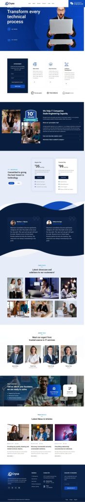 Mẫu website Landing page giới thiệu công nghệ – Crysa