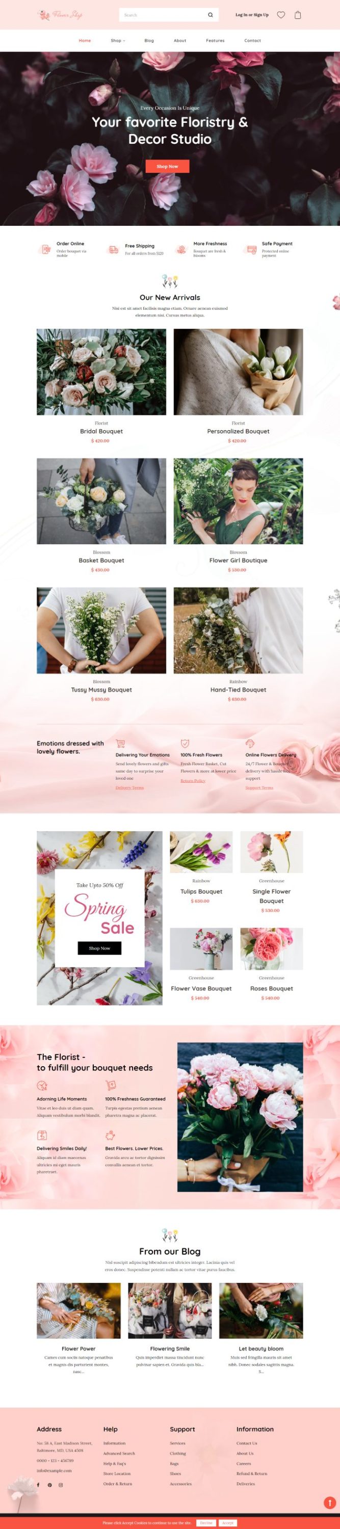 Mẫu website bán hoa - florie theme