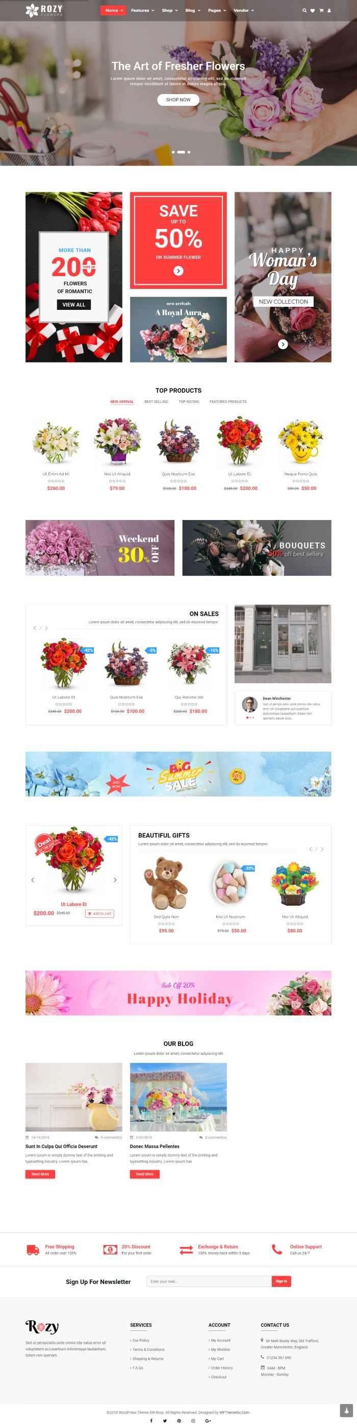 Mẫu website bán hoa - rozy home 1