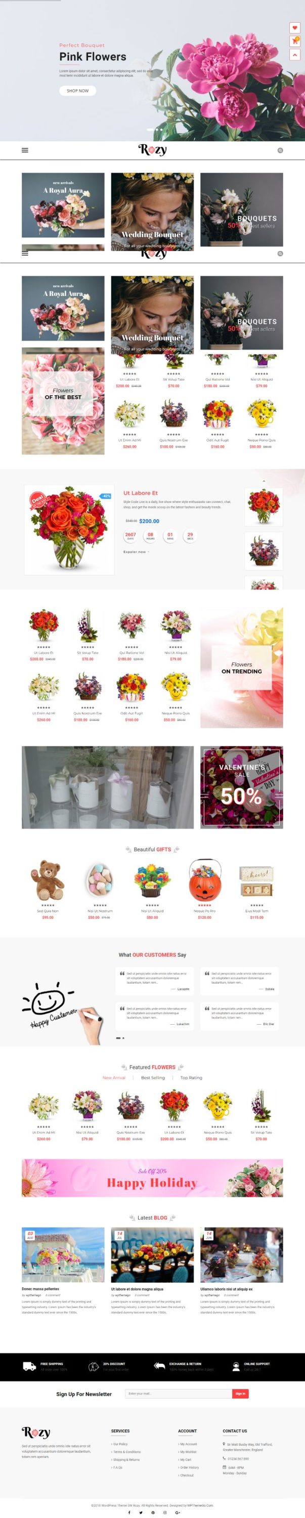 Mẫu website bán hoa - rozy home 2