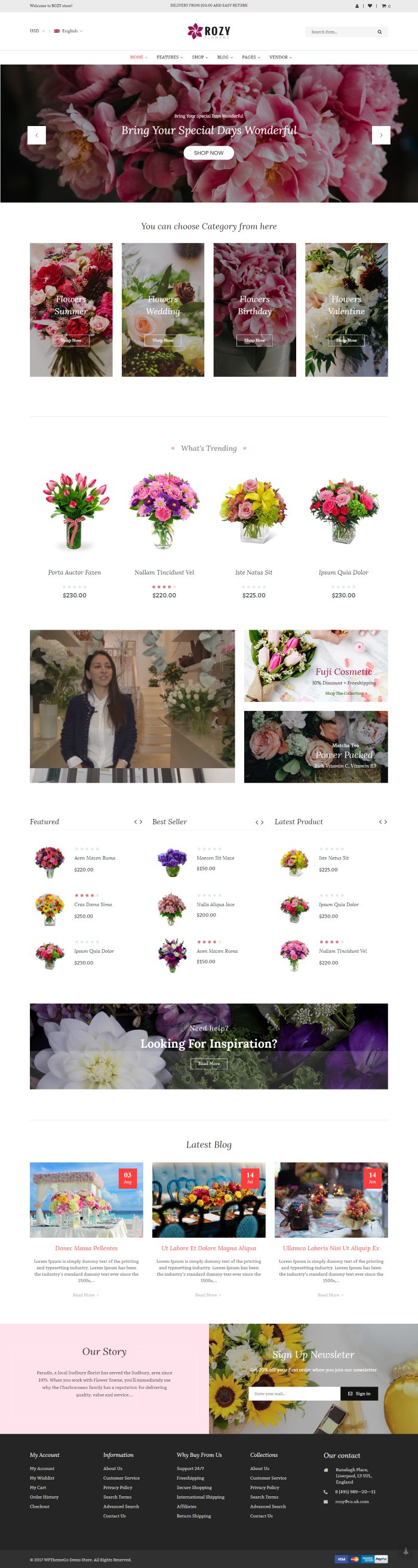 Mẫu website bán hoa- rozy home 3