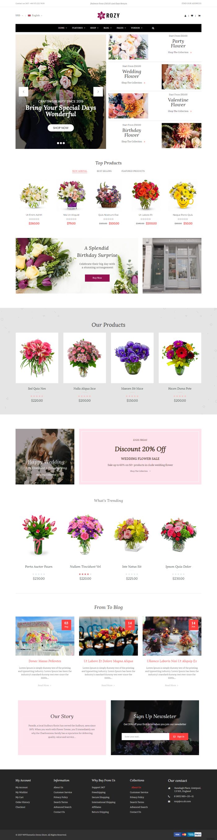 Mẫu website bán hoa - rozy home 4