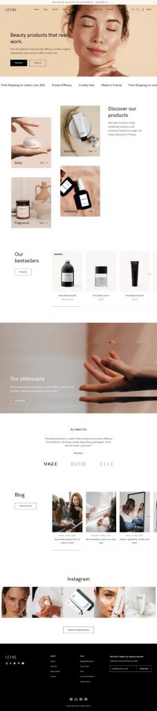 Mẫu website dịch vụ spa – levre home 1