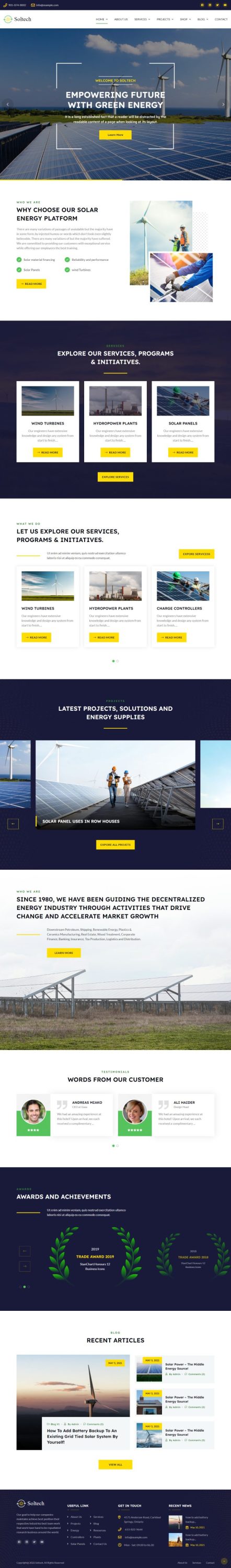 Mẫu website năng lượng mặt trời - soltech home 1