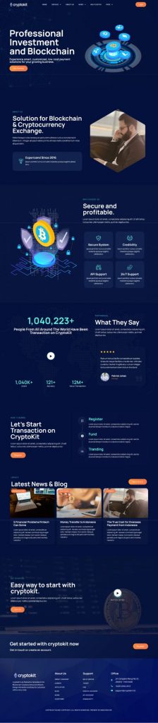 Mẫu website giới thiệu công ty chứng khoán – Cryptokit
