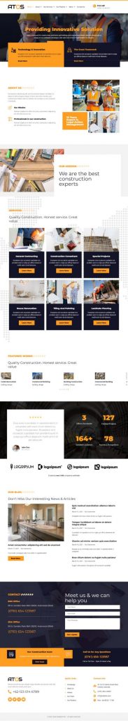 Mẫu website giới thiệu công ty xây dựng – Atos