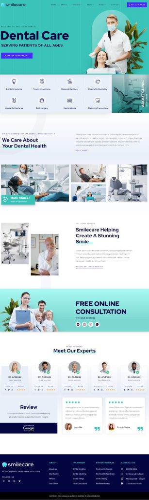 Mẫu Website Dịch Vụ Nha Khoa – Smilecare