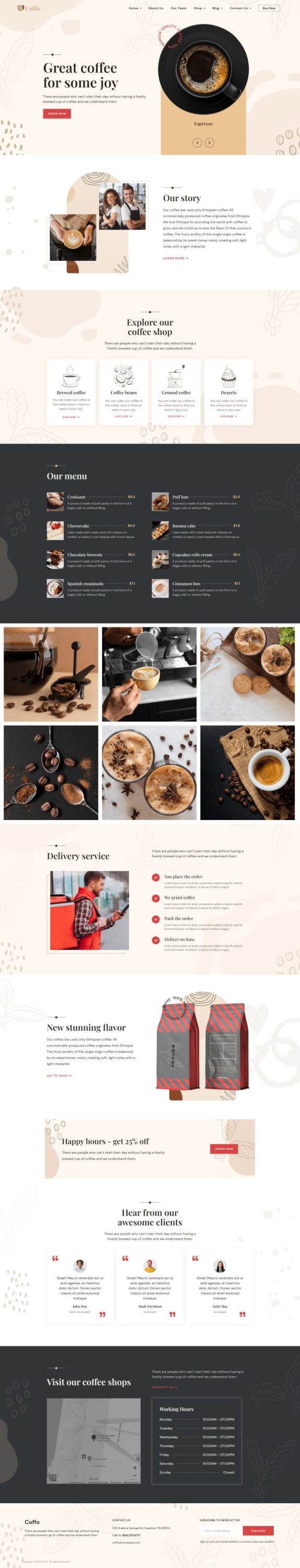 Mẫu website cà phê - coffie home 1