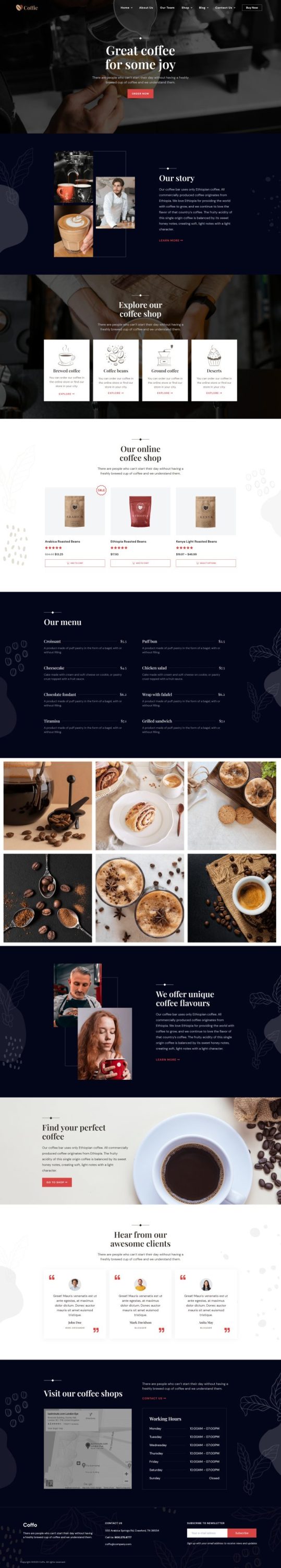 Mẫu website cà phê - coffie home 2