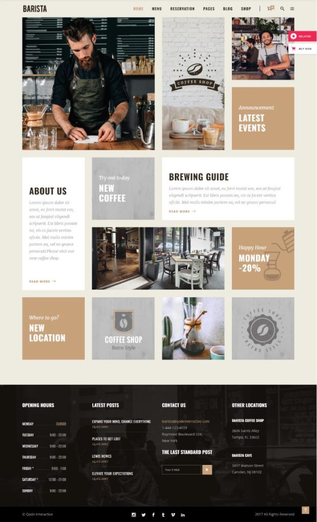 Mẫu website cafe – Barista Modern