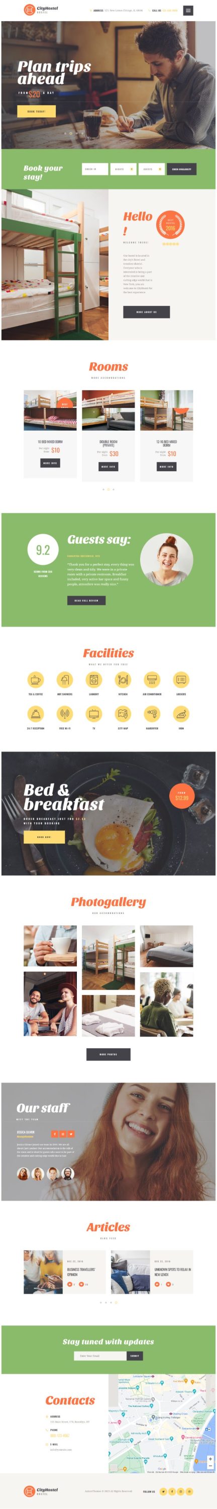 Mẫu website dịch vụ khách sạn - City Hostel