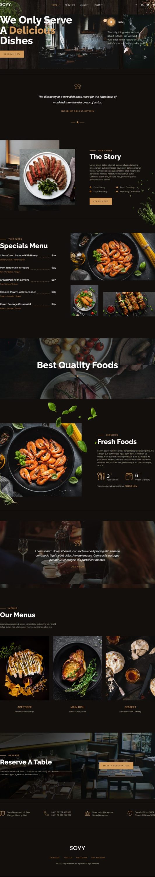Mẫu website dịch vụ nhà hàng - Sovy 1