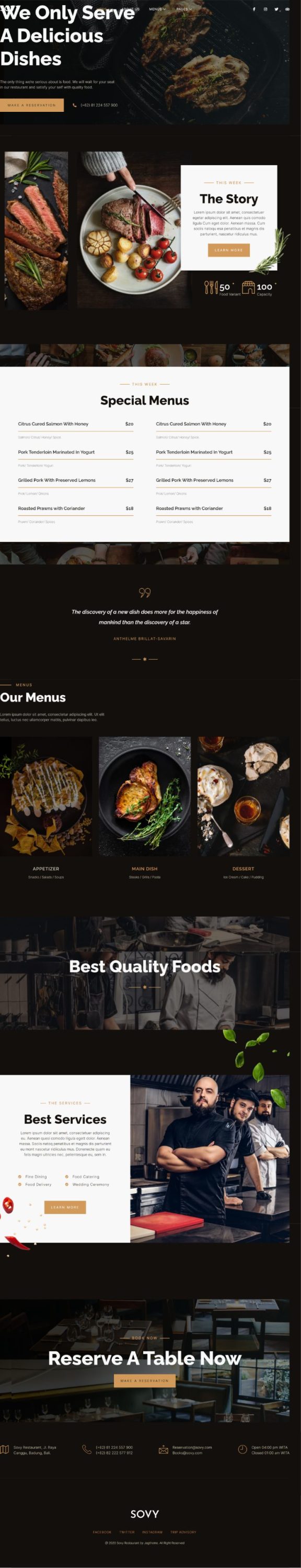 Mẫu website dịch vụ nhà hàng - Sovy 2