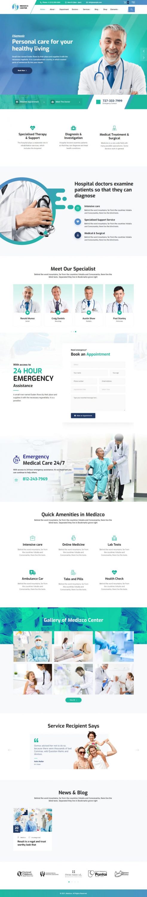 Mẫu website phòng khám nha khoa - medizco home 1