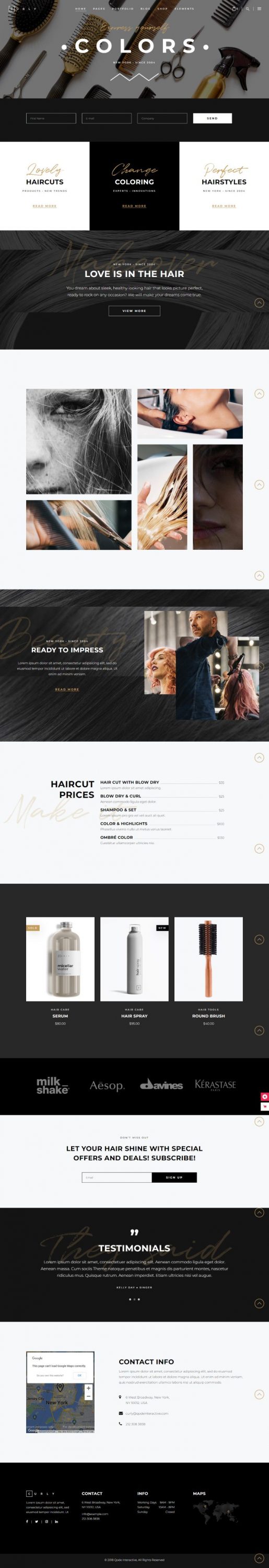Mẫu website salon hair - curly home 1