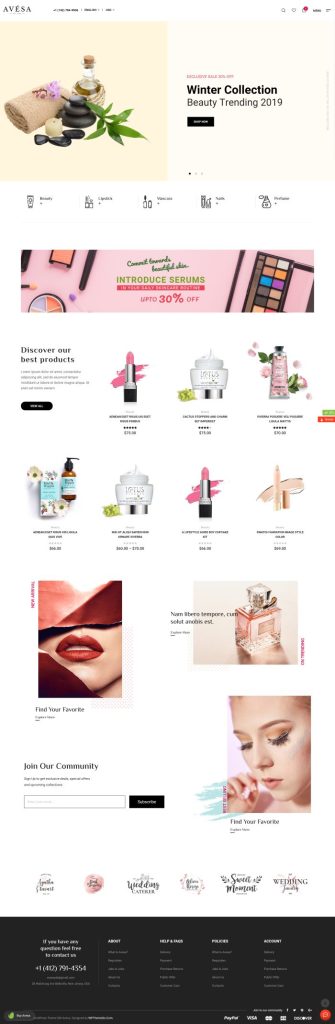 Mẫu website bán hàng mỹ phẩm – avesa home 2