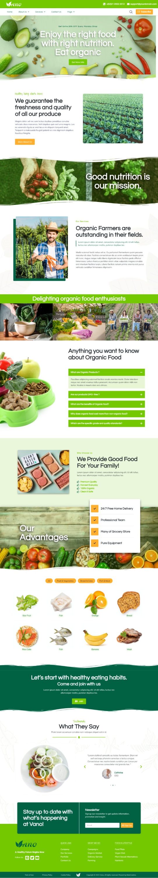 Mẫu website bán hàng sản phẩm nông nghiệp - Vano
