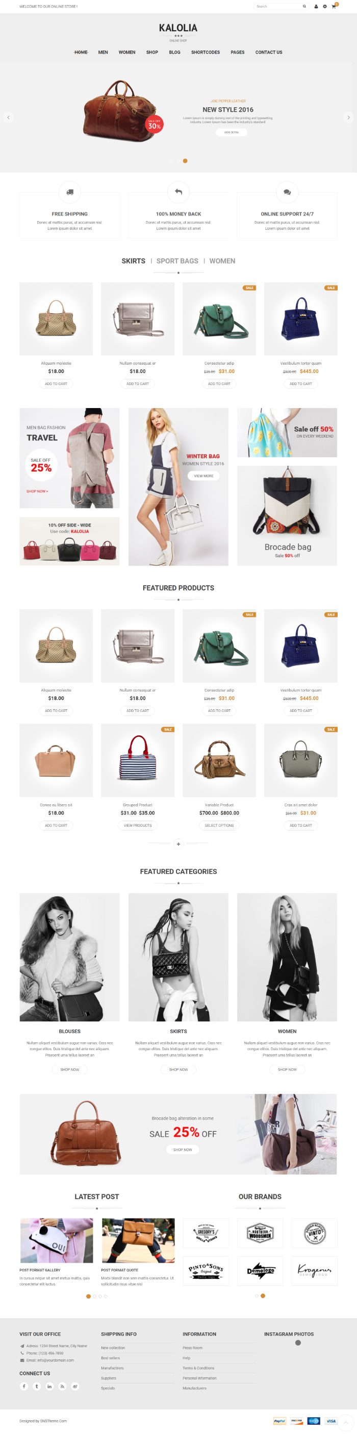 Mẫu website bán hàng túi xách - SNS Kalolia 3