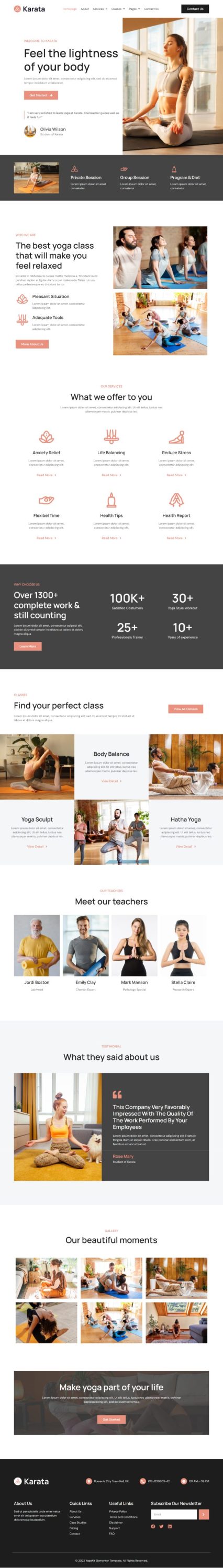 Mẫu website dịch vụ trung tâm yoga - Karata