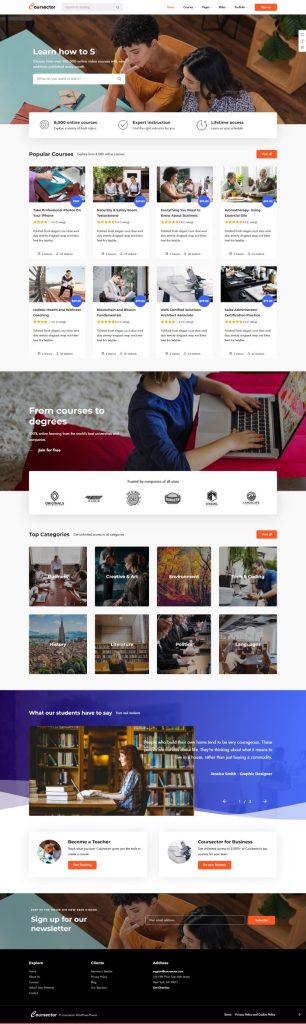 Mẫu website giáo dục – coursector home 1