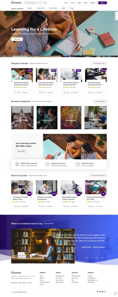 Mẫu website giáo dục – coursector home 11
