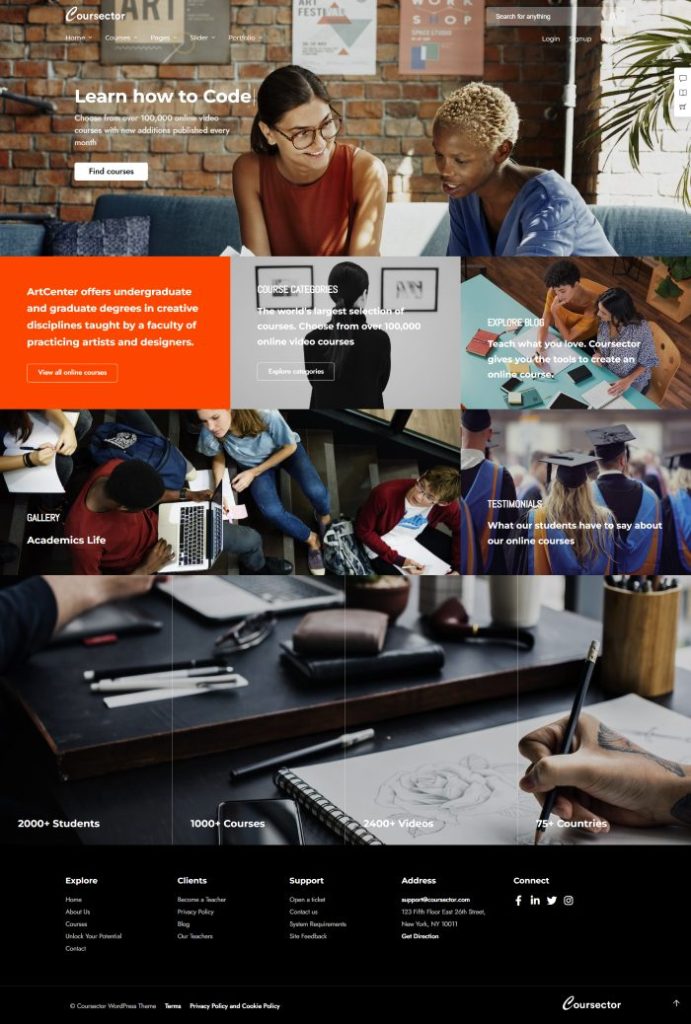 Mẫu website giáo dục – coursector home 12